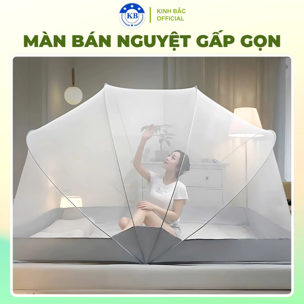 Màn xếp bán nguyệt Kinh Bắc cao cấp tiện lợi đỉnh 1m35 - Mùng màn chống muỗi gấp gọn - Người lớn