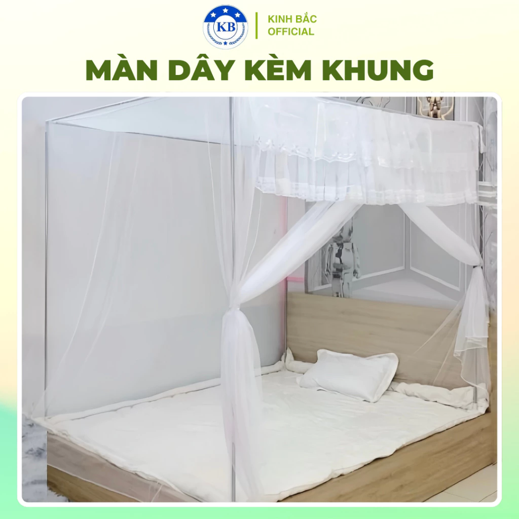 Màn tuyn chống muỗi + Khung inox kinh bắc cao cấp sang trọng tiện lợi - Mùng ngủ chống muỗi – Màn xếp